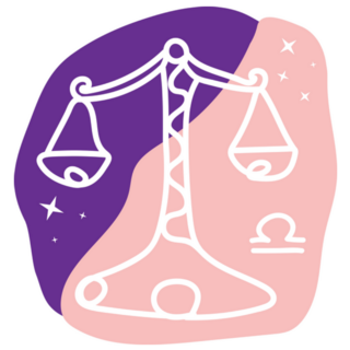 Line Art Libra Pink & Purple Illustration Sticker