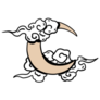 Line Art Moon With Clouds Sticker