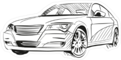 Line Art Sedan Car Sticker
