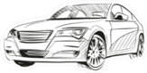 Line Art Sedan Car Sticker