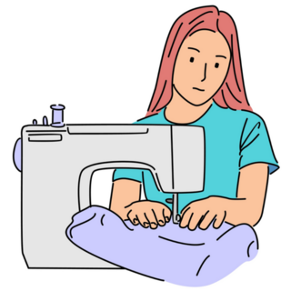 Line Art Sew Cartoon Sticker