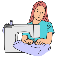 Line Art Sew Cartoon Sticker