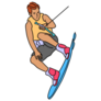 Line Art Wakeboarding Sticker