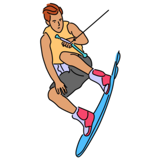 Line Art Wakeboarding Sticker