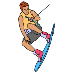 Line Art Wakeboarding Sticker