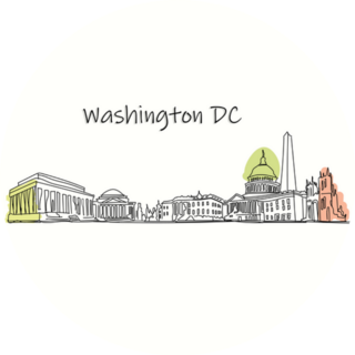 Line Art Washington Dc Skyline Lettering Sticker