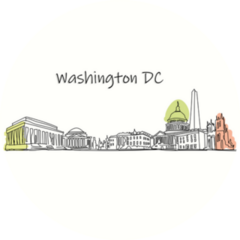 Line Art Washington Dc Skyline Lettering Sticker