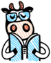 Line Cartoon Cow Wearing Glasses And Reading Book Sticker
