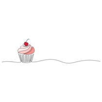 Line Cupcake Cherry Sticker