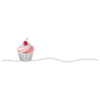 Line Cupcake Cherry Sticker