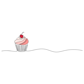 Line Cupcake Cherry Sticker