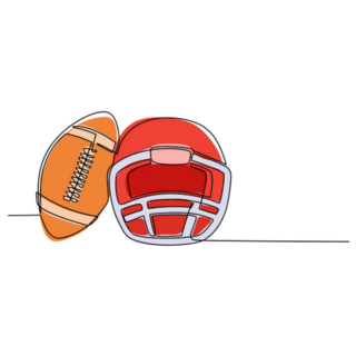 Line Drawing American Football & Helmet Sticker