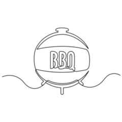 Line Drawing Bbq Grill Sticker