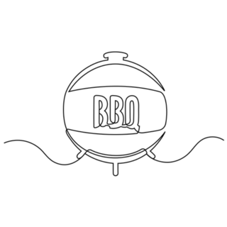 Line Drawing Bbq Grill Sticker