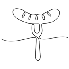 Line Drawing BBQ Sausage On Fork Sticker