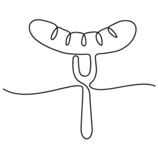 Line Drawing BBQ Sausage On Fork Sticker