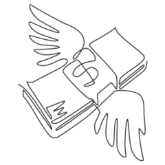 Line Drawing Flying Money Sticker