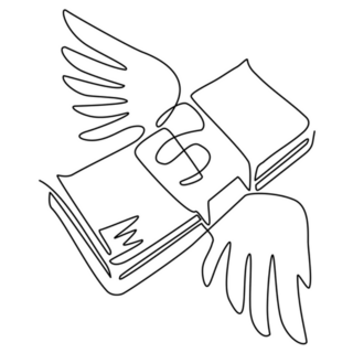Line Drawing Flying Money Sticker