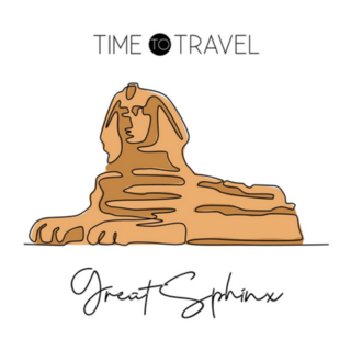 Line Drawing Great Sphinx Landmark Travel To Egypt Sticker