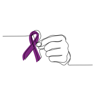 Line Drawing Hand With Purple Ribbon Alzheimers Sticker
