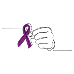 Line Drawing Hand With Purple Ribbon Alzheimers Sticker