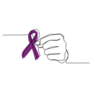 Line Drawing Hand With Purple Ribbon Alzheimers Sticker