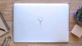 Line Drawing Heart Balloon Sticker on a Laptop (New) example