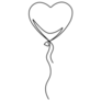 Line Drawing Heart Balloon Sticker