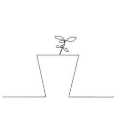 Line Drawing House Plant In Pot Sticker