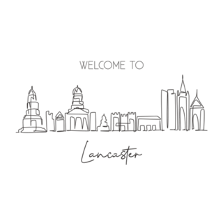 Line Drawing Lancaster England City Skyline Sticker