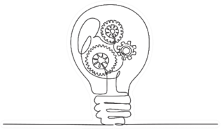 Line Drawing Lightbulb With Gear Wheel Mechanic Sticker