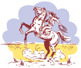 Line Drawing Of A Cowgirl Riding A Horse Sticker