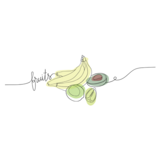 Line Drawing Of Fruits Banana Avocado Sticker