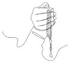 Line Drawing Of Palm Hand Hold Islamic Prayer Bead Sticker