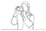 Line Drawing Of Professional Photographer Hijab Sticker