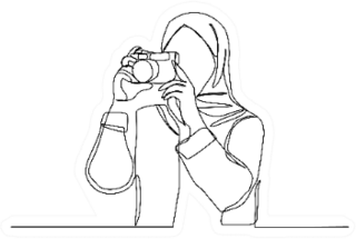 Line Drawing Of Professional Photographer Hijab Sticker