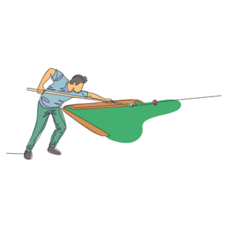 Line Drawing Playing Pool Sticker