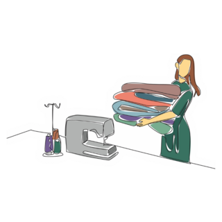 Line Drawing Sew Fabric Sticker