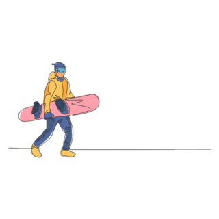 Line Drawing Sportive Snowboarder Sticker