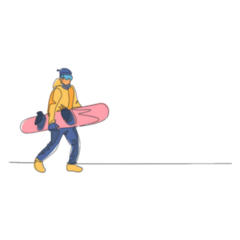 Line Drawing Sportive Snowboarder Sticker