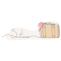 Line Drawing Travel Suitcase Sticker