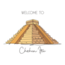 Line Drawing Welcome To Chichen Itza Mexico Landmark Sticker