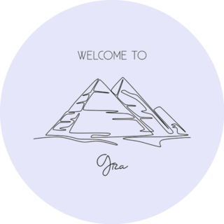 Line Drawing Welcome To Giza, Egypt Pyramid Sticker