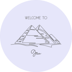 Line Drawing Welcome To Giza, Egypt Pyramid Sticker