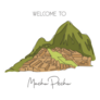 Line Drawing Welcome To Machu Picchu Peru Landmark Sticker