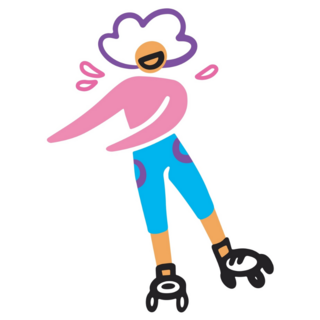 Line Girl Rollerblading Sticker