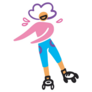 Line Girl Rollerblading Sticker