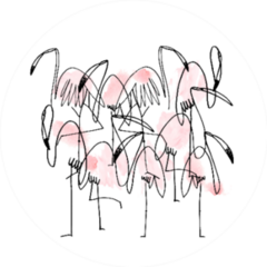 Line Ink Pattern Flamingos In Pink Sticker