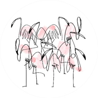 Line Ink Pattern Flamingos In Pink Sticker