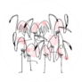 Line Ink Pattern Flamingos In Pink Sticker